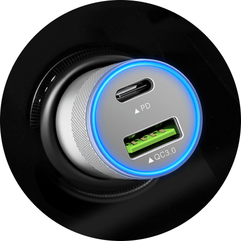 Dual Port Car Charger - Dual PD & Type C USB Quick Charger
